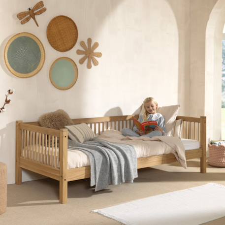 Lit banquette en chêne massif  romane Bois naturel 2 - vertbaudet enfant 