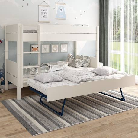 Lit superposé séparable avec lit gigogne pin massif  achille Blanc 1 - vertbaudet enfant 