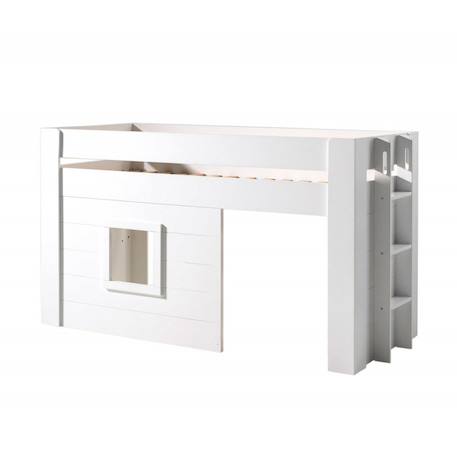 Lit cabane mi-hauteur imitation bois  henrik Blanc 4 - vertbaudet enfant 
