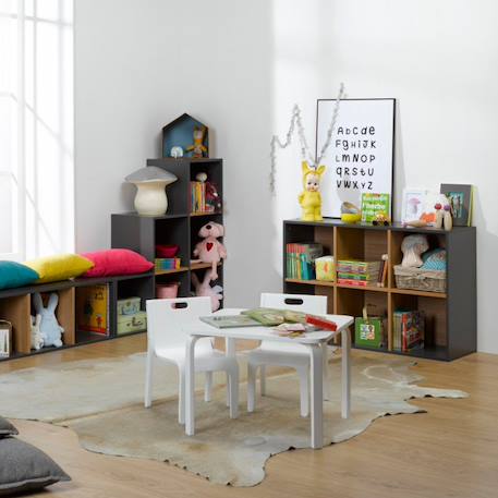 6 cases de rangement effet bois  tom & apolline Ardoise+Blanc 5 - vertbaudet enfant 