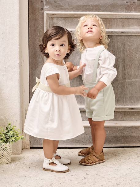 Ensemble bébé chemise et short cérémonie beige+vert sauge 14 - vertbaudet enfant 