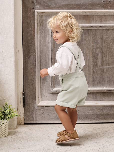Ensemble bébé chemise et short cérémonie beige+vert sauge 23 - vertbaudet enfant 
