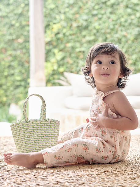 Combinaison large en gaze de coton bébé rose pâle 6 - vertbaudet enfant 