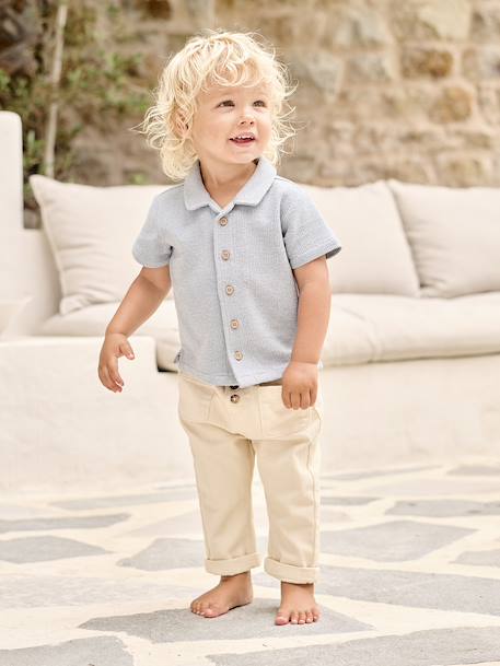 Chemise manches courtes maille fantaisie bébé bleu grisé 6 - vertbaudet enfant 