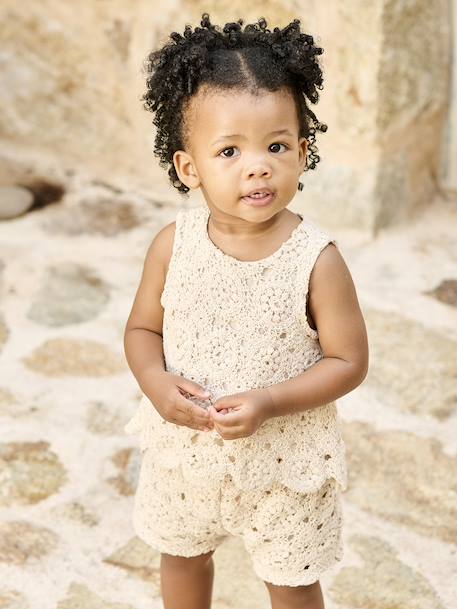 Ensemble bébé top + short en macramé vanille 9 - vertbaudet enfant 