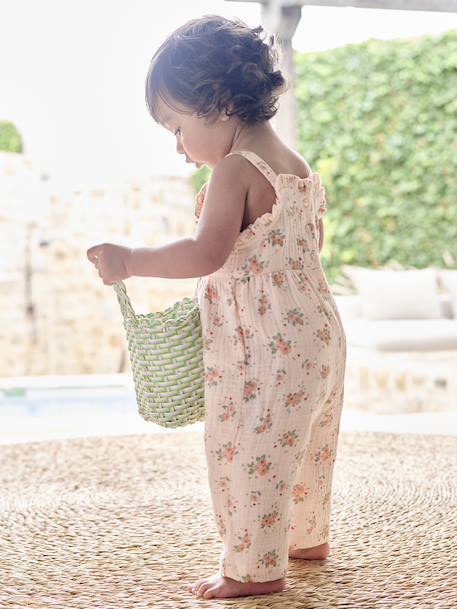Combinaison large en gaze de coton bébé rose pâle 8 - vertbaudet enfant 