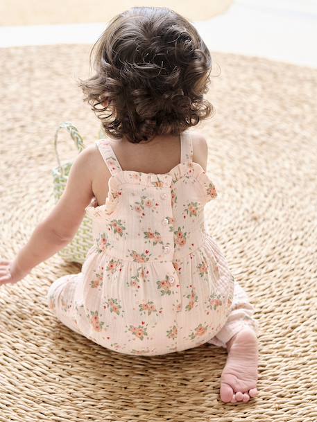 Combinaison large en gaze de coton bébé rose pâle 7 - vertbaudet enfant 