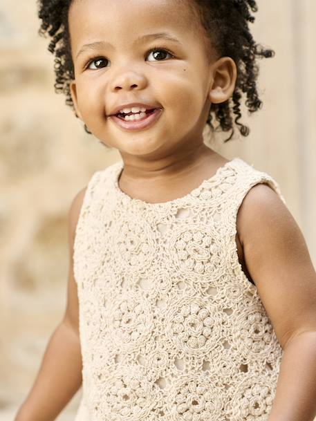 Ensemble bébé top + short en macramé vanille 8 - vertbaudet enfant 