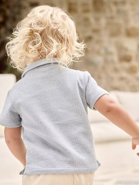 Chemise manches courtes maille fantaisie bébé bleu grisé 5 - vertbaudet enfant 