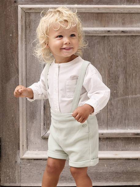 Ensemble bébé chemise et short cérémonie beige+vert sauge 22 - vertbaudet enfant 