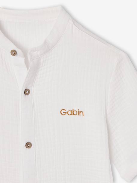 Chemise garçon gaze de coton col mao écru 3 - vertbaudet enfant 