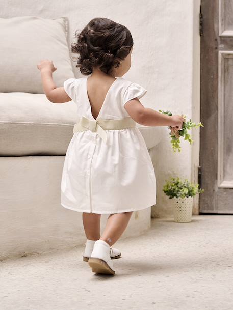 Robe cérémonie bébé fille ceinture nouée au dos blanc 8 - vertbaudet enfant 