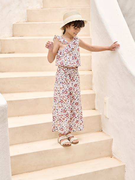 Blouse à volant asymétrique fille imprimée fleurs écru 5 - vertbaudet enfant 