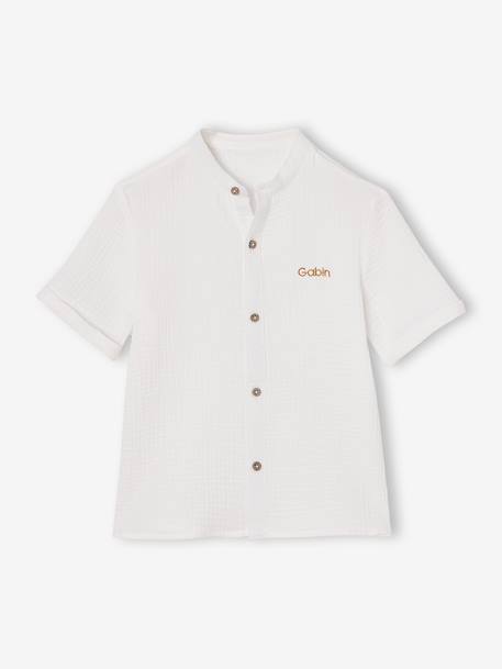 Chemise garçon gaze de coton col mao écru 4 - vertbaudet enfant 