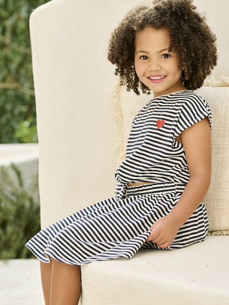 Robe fille effet 2 en 1 blanc imprimé+écru+marine+vanille 13 - vertbaudet enfant 