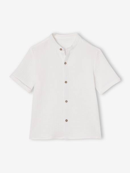 Chemise garçon gaze de coton col mao écru 1 - vertbaudet enfant 