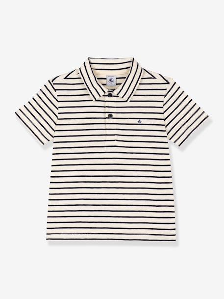 Polo rayé manches courtes garçon vanille 1 - vertbaudet enfant 