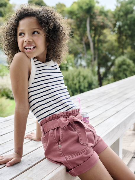 Débardeur fille en côtes écru+Imprimé léopard+rayé bleu+rose bonbon+vert sauge 9 - vertbaudet enfant 