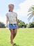 T-shirt fille imprimé noeud fantaisie manches courtes blanc+blanc imprimé+lavande+rose 8 - vertbaudet enfant 