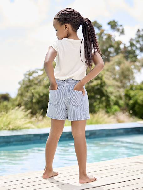 Short paperbag rayé fille rayé bleu 7 - vertbaudet enfant 