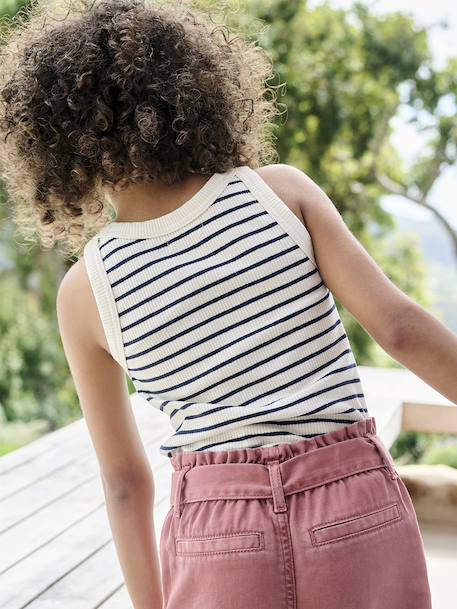 Débardeur fille en côtes écru+Imprimé léopard+rayé bleu+rose bonbon+vert sauge 14 - vertbaudet enfant 