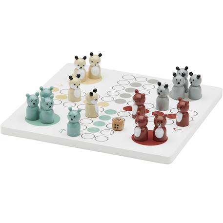 Jeu de petits chevaux en bois edvin Blanc, rouge, bleu 1 - vertbaudet enfant 