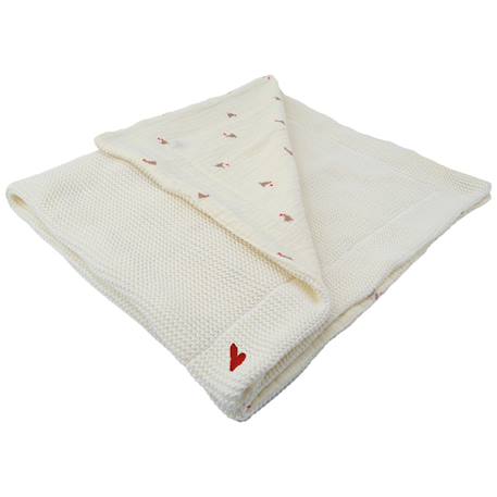 Couverture double face maternity love (75 x 100 cm) Blanc, rouge+Marron, bleu 1 - vertbaudet enfant 