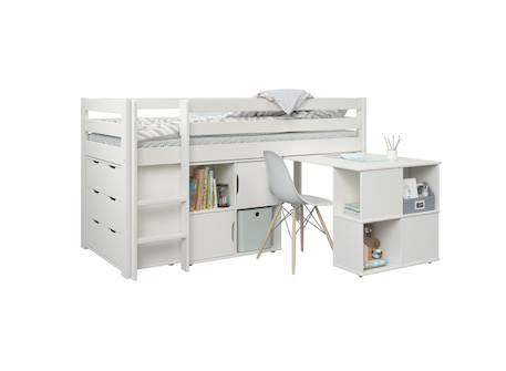 Lit mi-hauteur avec bureau et rangement jade Blanc 5 - vertbaudet enfant 
