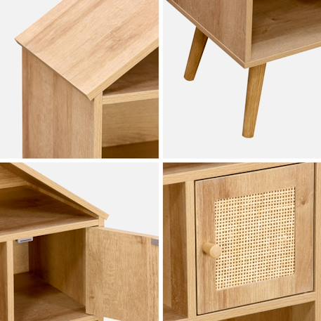 Etagère bibliothèque décor bois, 7 compartiments et 2 portes en cannage Naturel 6 - vertbaudet enfant 