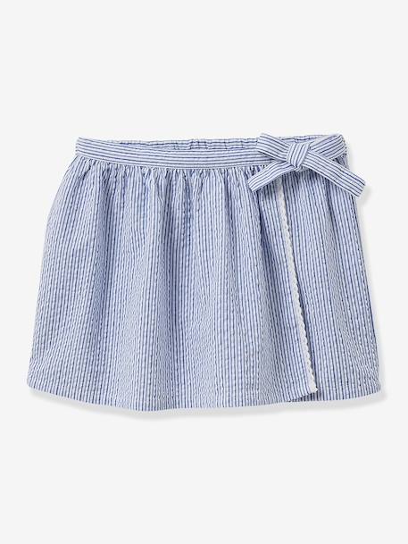Jupe-short en seersucker fille rayé bleu 1 - vertbaudet enfant 