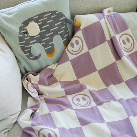 Couverture pour enfant 'smiley' Lila+Moutarde+Pistache 3 - vertbaudet enfant 