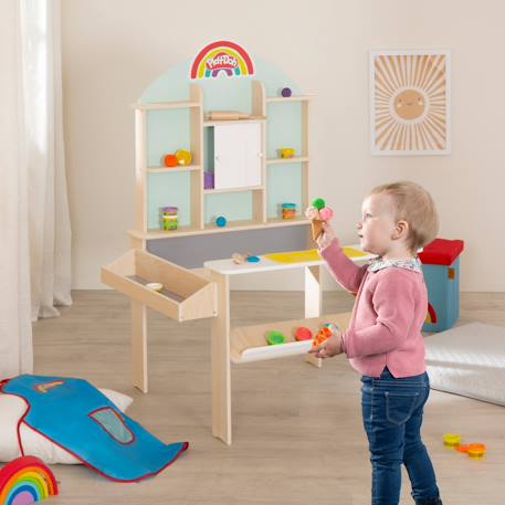 Marchande en bois + 12 pots de pâte à modeler x play-doh + tablier et accessoires Vert menthe - naturel 2 - vertbaudet enfant 