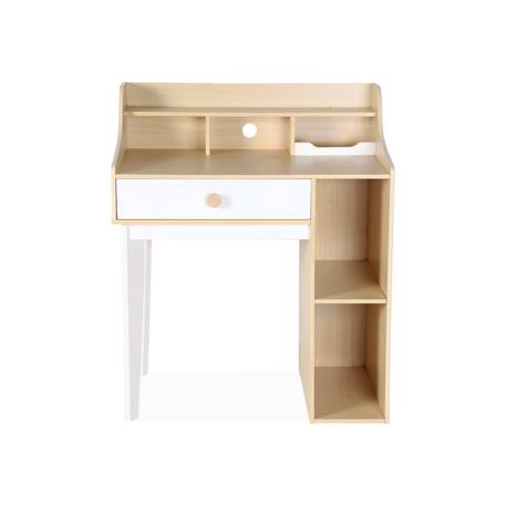 Bureau enfant avec tiroir et 3 étagères, l 80 x p 50 x h 96 cm Blanc et naturel 5 - vertbaudet enfant 
