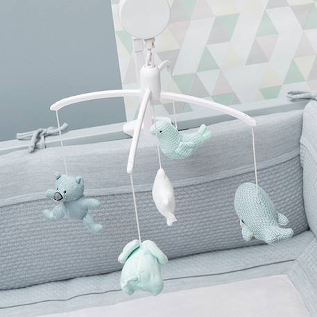 Mobile musical animaux vert d'eau Beige+Beige, marron, noir+Beige, rose, noir+Beige, vert d'eau+Vert d'eau 23 - vertbaudet enfant 
