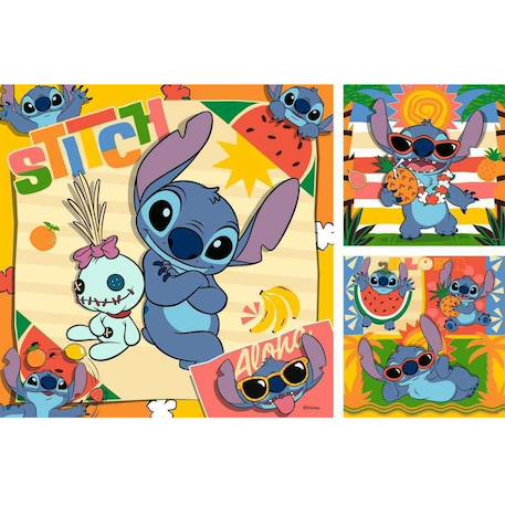 Puzzle stitch aloha 3x49 pcs Bleu 2 - vertbaudet enfant 
