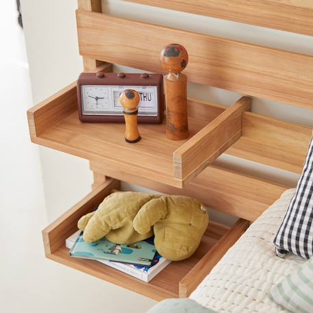 Tête de lit enfant avec étagères en bois de teck 135 urbain Marron clair 4 - vertbaudet enfant 