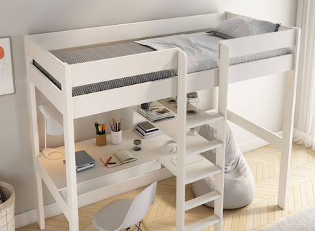 Lit mezzanine avec bureau calvi Blanc 3 - vertbaudet enfant 