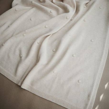 Couverture tricotée en coton bio textured dots off white (80 x 100 cm) Ecru 2 - vertbaudet enfant 