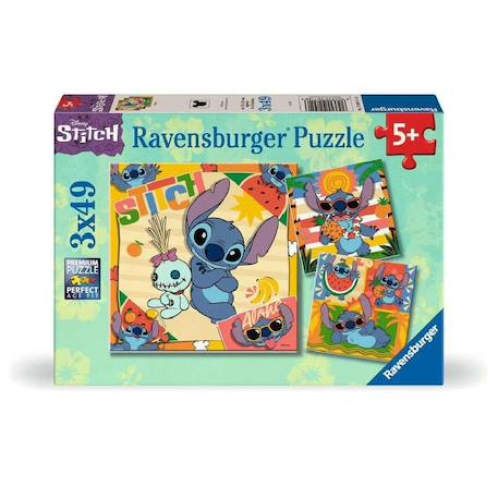 Puzzle stitch aloha 3x49 pcs Bleu 1 - vertbaudet enfant 