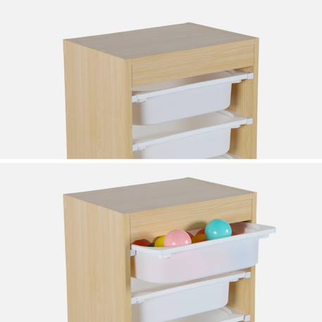Meuble de rangement enfant 4 bacs de rangement, 41,5 x 30 x 89cm (lot de 2) Blanc+Naturel 12 - vertbaudet enfant 