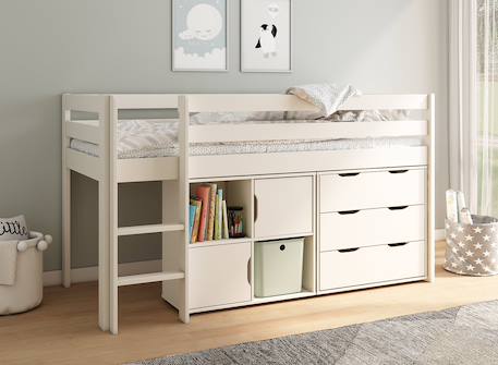 Lit mi-hauteur avec rangement jade Blanc 1 - vertbaudet enfant 