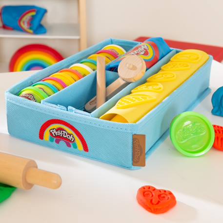 Lot de 12 pâtes à modeler + tablier + boite en tissu + tapi 3d + accessoires en bois fsc® Multicolore 2 - vertbaudet enfant 