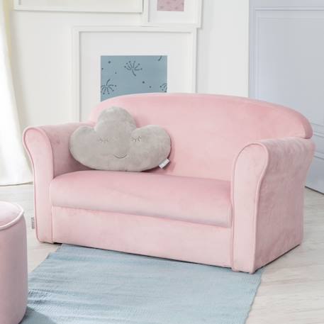 Canapé club en velours doux pour enfant - rembourré en mousse - lil sofa Gris argenté+Rose pastel 8 - vertbaudet enfant 