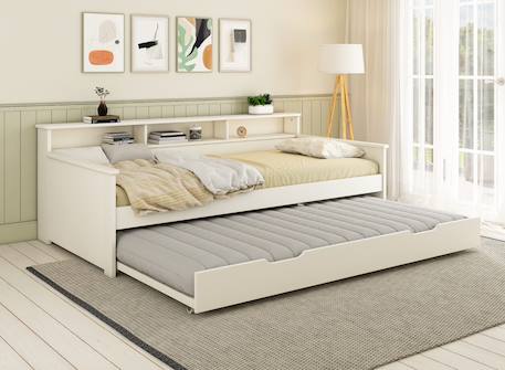 Lit gigogne avec rangement oliver Blanc 1 - vertbaudet enfant 