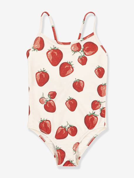 Maillot de bain 1 pièce fille motifs fraises rouge 1 - vertbaudet enfant 