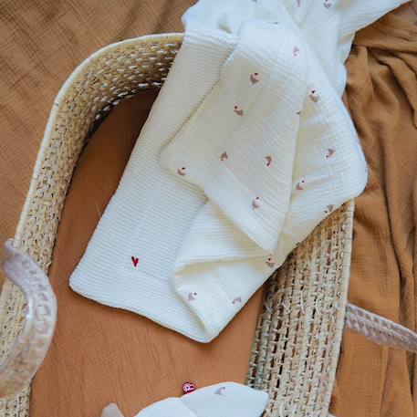 Couverture double face maternity love (75 x 100 cm) Blanc, rouge+Marron, bleu 2 - vertbaudet enfant 