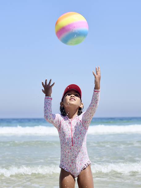 Maillot de bain fille à manches longues rose imprimé 1 - vertbaudet enfant 