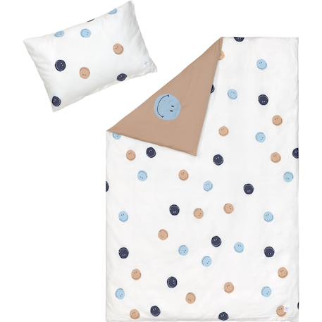 Parure de lit réversible Blanc cassé, bleu, marron 1 - vertbaudet enfant 