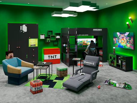 Tapis gamer minecraft carré - moelleux et antidérapant Vert - creeper 4 - vertbaudet enfant 