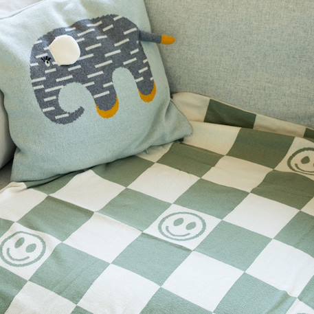 Couverture pour enfant 'smiley' Lila+Moutarde+Pistache 15 - vertbaudet enfant 